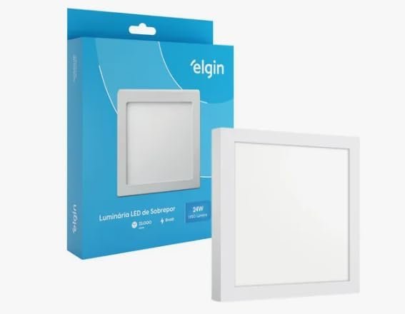 Painel LED 24 W de sobrepor quadrado Elgin
